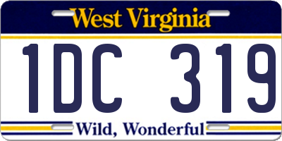 WV license plate 1DC319
