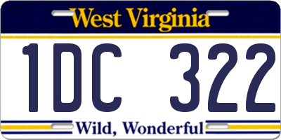 WV license plate 1DC322