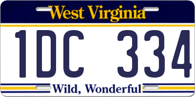 WV license plate 1DC334