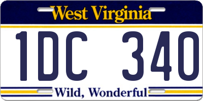 WV license plate 1DC340