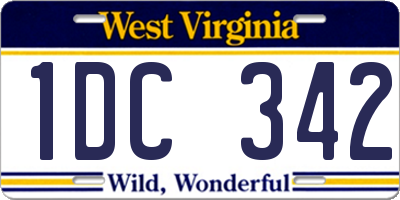 WV license plate 1DC342