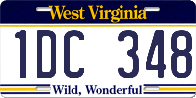 WV license plate 1DC348