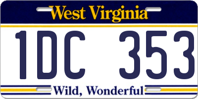 WV license plate 1DC353