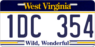 WV license plate 1DC354