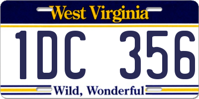 WV license plate 1DC356
