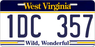 WV license plate 1DC357