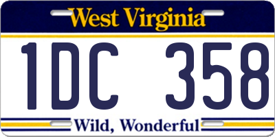 WV license plate 1DC358