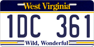 WV license plate 1DC361