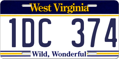 WV license plate 1DC374