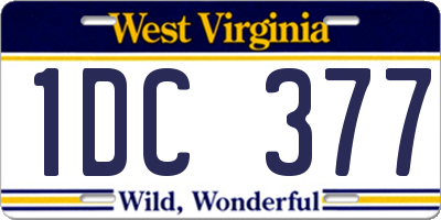 WV license plate 1DC377