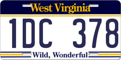 WV license plate 1DC378