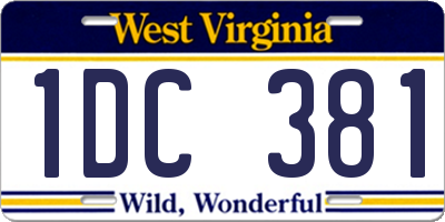 WV license plate 1DC381