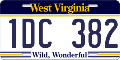 WV license plate 1DC382