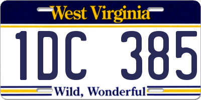 WV license plate 1DC385