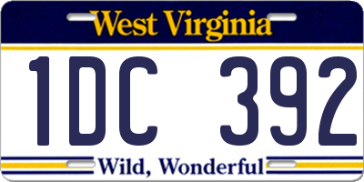 WV license plate 1DC392