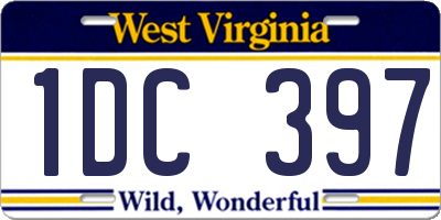 WV license plate 1DC397