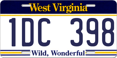 WV license plate 1DC398