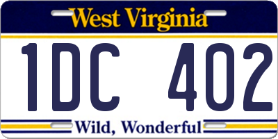 WV license plate 1DC402