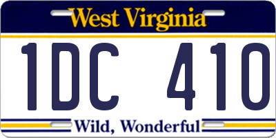 WV license plate 1DC410
