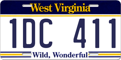 WV license plate 1DC411