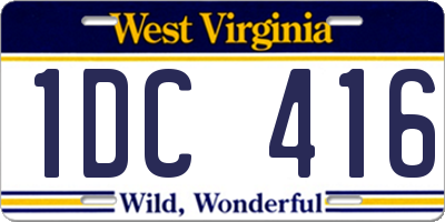 WV license plate 1DC416