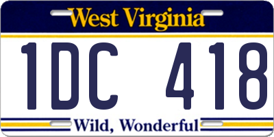 WV license plate 1DC418
