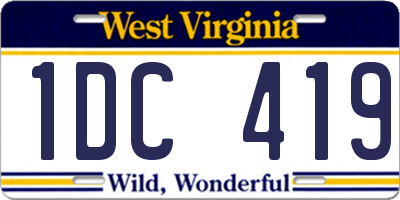 WV license plate 1DC419