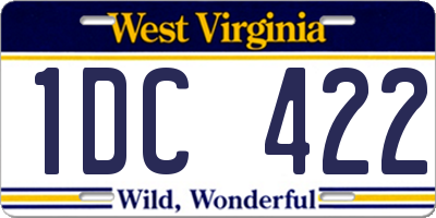 WV license plate 1DC422
