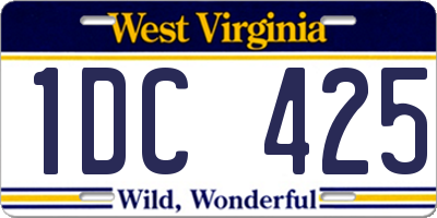 WV license plate 1DC425