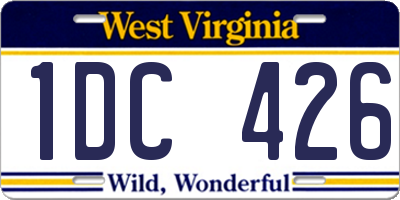 WV license plate 1DC426