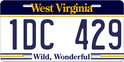 WV license plate 1DC429