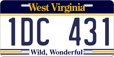 WV license plate 1DC431