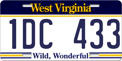 WV license plate 1DC433