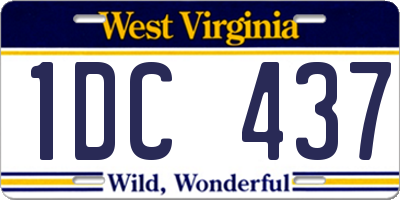 WV license plate 1DC437