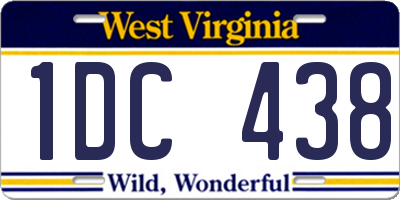 WV license plate 1DC438