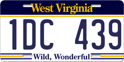 WV license plate 1DC439