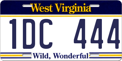 WV license plate 1DC444