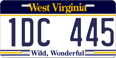 WV license plate 1DC445