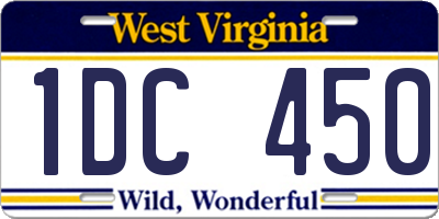 WV license plate 1DC450