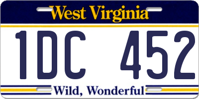 WV license plate 1DC452