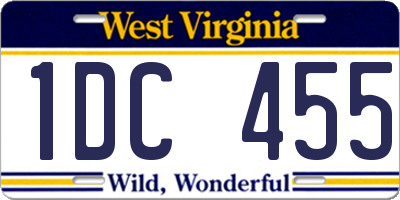 WV license plate 1DC455