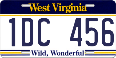 WV license plate 1DC456