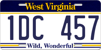 WV license plate 1DC457