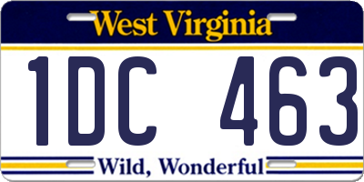 WV license plate 1DC463