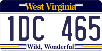 WV license plate 1DC465
