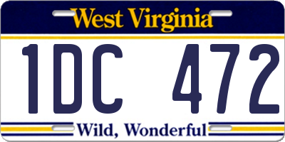 WV license plate 1DC472