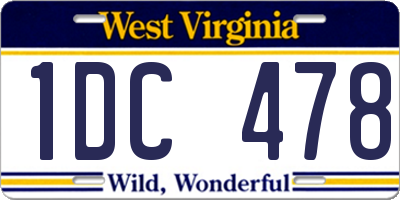 WV license plate 1DC478
