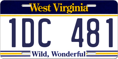WV license plate 1DC481