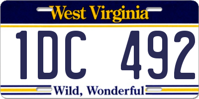 WV license plate 1DC492