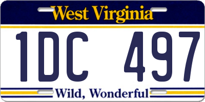 WV license plate 1DC497